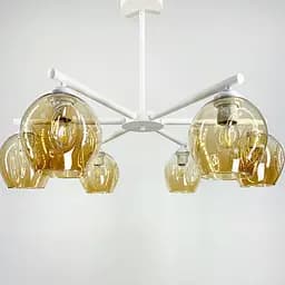 Потолочная люстра на 6 плафонов в белом корпусе Line.F K 149/6 WT+BR