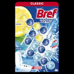 Туалетный блок Bref Сила актив Микс Лимон-Океан Квадропак 200 г ( 4 шт. по 50 г)