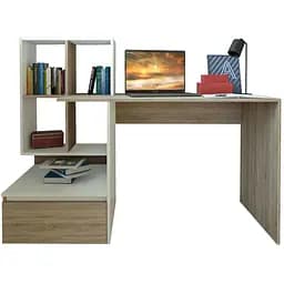 Стіл комп'ютерний Moreli Forte Erland 1450х1116х516 мм Білий/Дуб Сонома (zg-s5-sonoma-white)