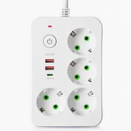 Мережевий фільтр-подовжувач 4 розетки 2xUSB-A 1xUSB-C 3м білий подовжувач електричний живлення зарядка Yiwu HP-5-45