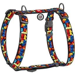 Шлея для собак Waudog Nylon Блоки анатомическая H-образная с QR паспортом S 30-40 см