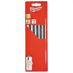 Полотна для лобзиків T744D MILWAUKEE, 155х4,0мм, (5шт) (деревина, швидкий різ)