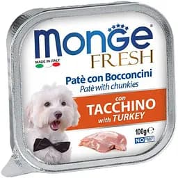 Влажный корм Monge Dog Fresh со вкусом индейки, 100 г
