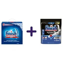 Набор Finish: соль для посудомоечных машин Finish 4 кг + капсулы для посудомоечных машин Finish Ultimate All in 1 100 шт.