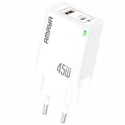 СЗУ Amaya E45D PD45W+QC3.0 GaN (1USB-A/1C) White
