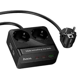 Подовжувач мережевий Hoco Descanso 2-socket PD desktop charger AC27 (L=2M) 1USB/2Type-C, 30W/3A - мініатюра 2