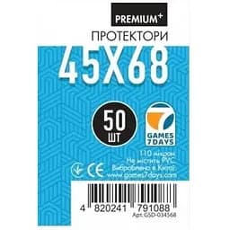 Аксессуар Games 7 Days Протекторы для карт Games7Days 45 х 68 мм Mini Euro, 50 шт. PREMIUM Plus (GSD-034568)