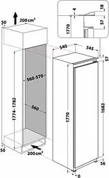 Whirlpool Морозильна камера вбудована, 177x54х54.5, 209л, А++, NF, інв., білий - мініатюра 8