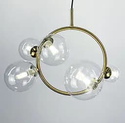 Мініатюрна люстра у формі кільця в латуні з прозорими плафонами Bubble | Арт. H 069/5 AB | Line F - мініатюра 2