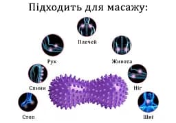 Масажний м'ячик подвійний EasyFit Goober фіолетовим з шипами (EF-1072-V) - мініатюра 2