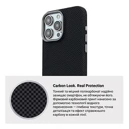 Карбоновый чехол для Apple iPhone 16 Pro, LikeCarbon2 MagCase, черный, тонкий защитный чехол-панель из поликарбоната с магнитами N52, MagSafe, противоударный, совместим с беспроводной зарядкой, приподнятые края для защиты камеры, ArmorStandart (ARM88381) - мініатюра 7