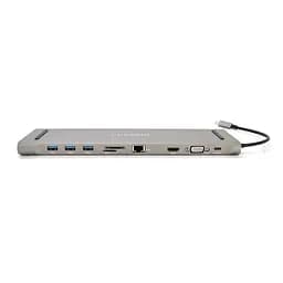 Хаб-конвертор Veggieg TC10 Type-C (тато) на Type-C (мама) + USB3.0 * 3 (мама) + HDMI (мама) + VGA (мама) + jack3.5 (мама) + SD / TF + RJ45, 10 см, Silver, Box - мініатюра 2