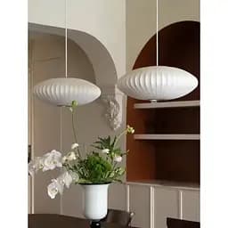 Дизайнерский светильник с полимерным овальным абажуром Ø50x24 см Line F AK03-500 x 240 Белый