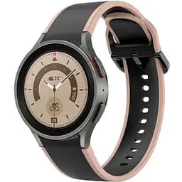 Ремінець для Samsung Galaxy Watch 5 Pro 45mm - чорно-бежевий ширина кріплення 20мм силікон розмір L Watchbands Double Line (W11-9WB61153069)