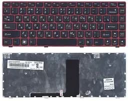Клавіатура для ноутбука Lenovo IdeaPad (V380) Black, (Red Frame) - мініатюра 3
