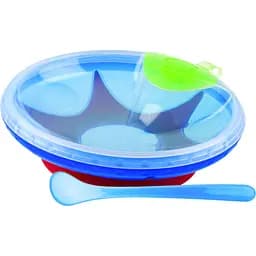 Набор посуды Nuby термотарелка с ложкой голубой (5342blu)