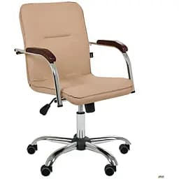 Кресло Самба-RC Хром орех Кожзам бежевый без канта