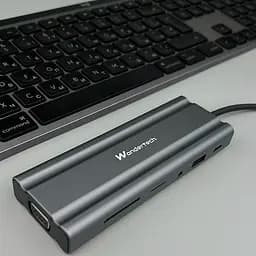 Концентратор Wondertech WT00586 Type-C Hub 10-в-1 для ноутбуків: 4x USB 3.0, 1x USB 2.0, HDMI, VGA, SD/TF, 3,5 мм jack - мініатюра 7