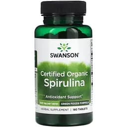 Натуральна добавка Swanson Certified Organic Spirulina 500 mg 180 таблеток