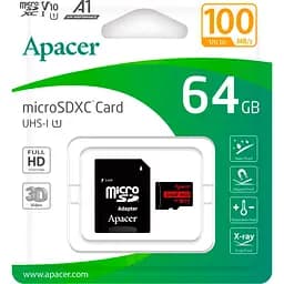 Карта пам'яті Apacer MicroSDXC R100 64GB Class 10 UHS-I/U1 + SD adapter (AP64GMCSX10UB-R) [139259] - мініатюра 4
