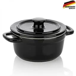 Форма для запекания KELA Malin керамическая с крышкой d14х9,5 см черная (11928)