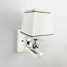 Бра з класичним тканинним абажуром та екошкірою Line F S 1449/1 WH