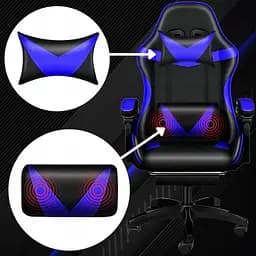 Крісло геймерське Yato Player з підставкою для ніг та масажем Blue/Black (100002) - мініатюра 6