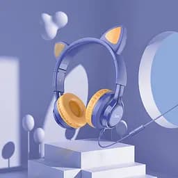 Накладні навушники Hoco W36 Cat ear (3.5mm/1.2m) Midnight Blue - мініатюра 4