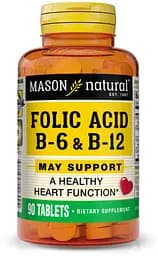 Вітаміни та мінерали Mason Natural Folic Acid B6 & B12, 90 таблеток