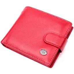 Яскраве жіноче портмоне з блоком для карт з натуральної шкіри ST Leather 19471 червоне