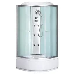 Душевой бокс с гидромассажем Mixxus Strong SBH01-90x90x215-FB Satin с высоким поддоном MI6888, Хром матовый, матовый, хром матовый