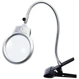 Лупа двойная на гибкой ноге с зажимом MG 15122-C с LED-подсветкой 2х и 6-кратное увеличение