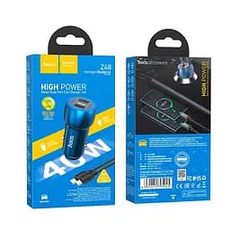 Адаптер автомобільний Type-C to Type-C Cable Tough dual port car charger Z48 синій - мініатюра 2