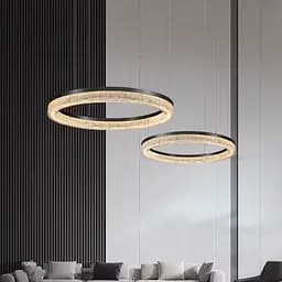 Чорна кільцева люстра з епоксидною смолою 60 см Line F Арт. MJ317-600 BK+CL