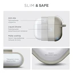 Силіконовий чохол для навушників Apple AirPods 3, Hang Case, бежевий, ультратонкий захисний кейс товщиною 2 мм, захист від подряпин, пилу та ударів, компактний, з карабіном для кріплення, ArmorStandart (ARM60307) - мініатюра 3