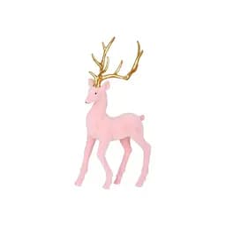 Декоративная новогодняя фигура BonaDi Олень 32.5см флоковым покрытием и глянцевыми рогами Розовый с золотым