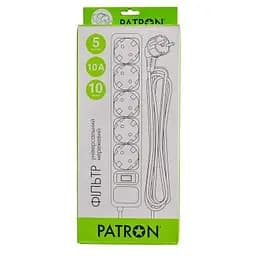 Мережевий фільтр живлення Patron 10 m3*1mm2 (SP-10510) 5 розеток BLACK (EXT-PN-SP-10510) - мініатюра 2