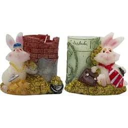 Декоративная новогодняя свеча Devilon Кролик с монетами 7.6 см 1 шт. в ассортименте (440191-2)