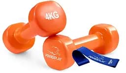 Гантели виниловые PowerPlay 4125 Achilles 2*4 кг Оранжевые 2 шт + Резинка для фитнеса 7,5 кг (PP_4125_4kg_2in)