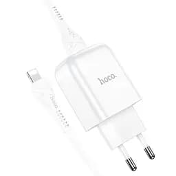 Зарядний пристрій Hoco N2 USB білий + кабель USB to Lightning - мініатюра 4