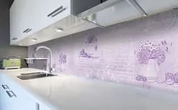 Вініловий кухонний фартух Бузкова Абстракція наклейка для кухні квіти текст 60х200 см Happy Pocket Z181537