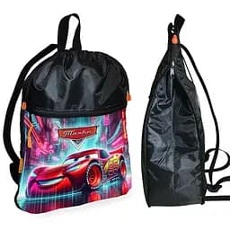 Рюкзак-мешок для обуви,спортивной формы Тачки Молния Маквин детская сумка для сменки с расширителем (01440)