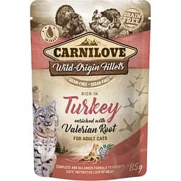 Вологий корм для котів Carnilove Wild Origin Fillets з індичкою і валеріаною 85 г 