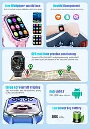 Дитячий смарт-годинник Lemfo D55, 4G GPS Wi-Fi SIM синій - мініатюра 14