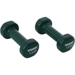 Гантелі для фітнесу вінілові круглі York Fitness 2х1,5кг зелений - мініатюра 4