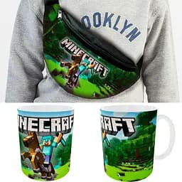 Набор: Сумка-бананка+ Кружка майнкрафт "Minecraft" детская с принтом (00129)