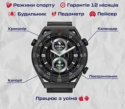 Чоловічий наручний розумний годинник Smart Ulpamate з GPS (Black) - мініатюра 6
