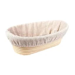 Кошик для вистоювання тіста хліба овальний з натурального ротанга з тканинним чохлом (довжина 17 см), Kitchen Master Бежевий 87539