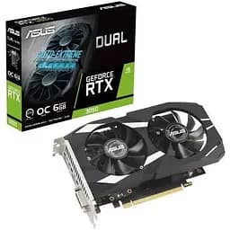 Відеокарта GeForce RTX 3050, Asus, DUAL OC, 6Gb GDDR6, 96-bit, DVI-D/HDMI/DP, 1537/14000 MHz (DUAL-RTX3050-O6G)