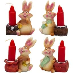 Декоративний новорічний свічник зі свічкою Devilon Кролик 5 см 1 шт. в асортименті (440245-4)